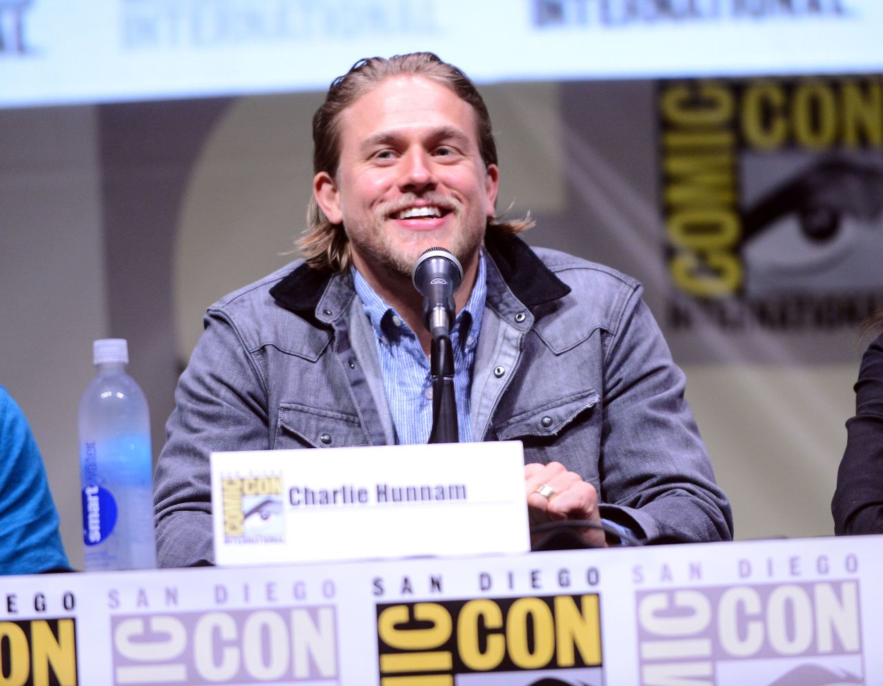 Actor Charlie Hunnam speaks onstage at the "Sons of Anarchy" panel on July 21.