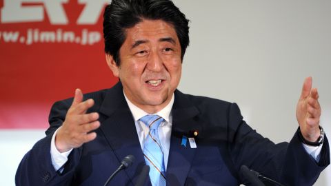 Japanese PM Shinzo Abe addresses the media on July 22 after his party's success in Upper House elections.