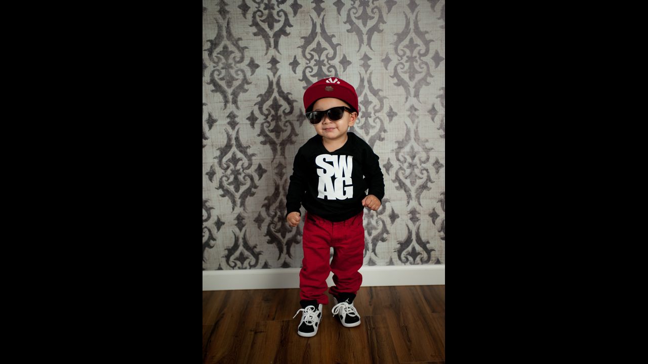 Tara Thackeray took this photo of the quintessential kid with swagger -- even wearing a "swag" T-shirt.