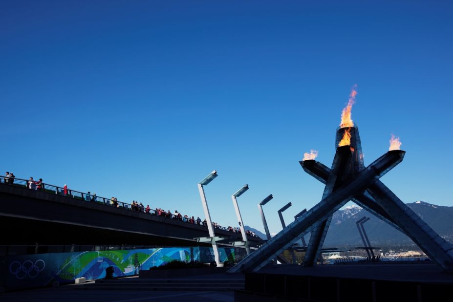 Canada is the happiest North American country. Pictured here is the Olympic cauldron in Vancouver.