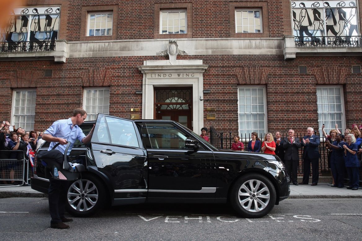 Prince William gets ready to depart St. Mary's Hospital.