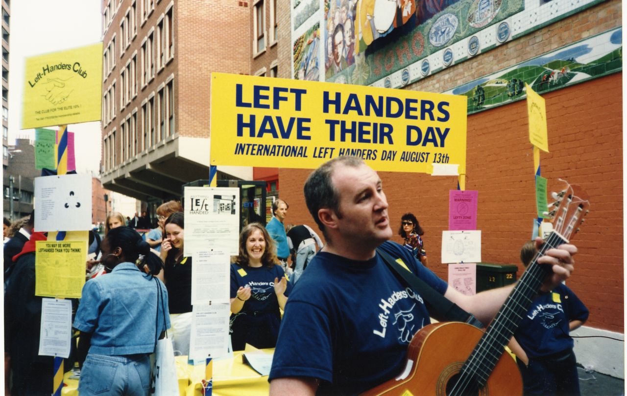 The Left Handers' Club launched International Left Handers Day on August 13, 1992 to support left-handed individuals in a right-handed world. Celebrations include setting up tongue-and-cheek 'left-only zones', and leftie sporting and drinking events.