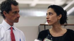 NEW YORK, NY - JULY 23:  Huma Abedin, wife of Anthony Weiner, a leading candidate for New York City mayor, speaks during a press conference on July 23, 2013 in New York City. Weiner addressed news of new allegations that he engaged in lewd online conversations with a woman after he resigned from Congress for similar previous incidents.  (Photo by John Moore/Getty Images)