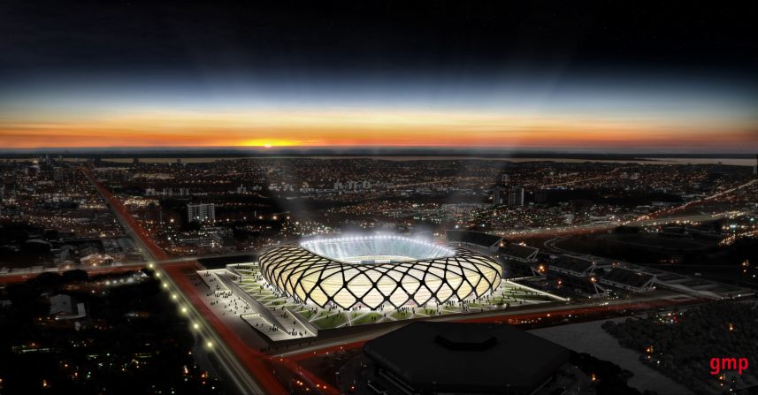 Arena da Amazonia - una impresión artística de lo que el estadio en Manaos se verá una vez finalizado.