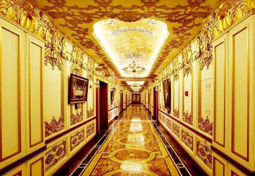 The luxury interior decoration of the state-owned Harbin Pharmaceutical Group offices in Heilongjiang province. The drug firm caused online outrage for the offices that appear to mimic France's Versailles palace.
