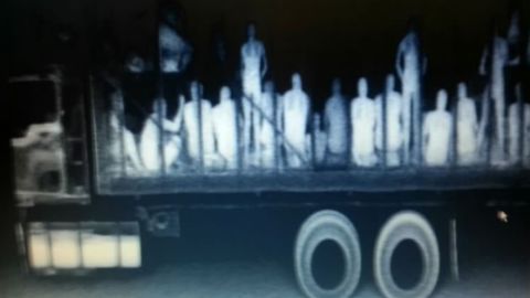 Police x-ray equipment detected 94 migrants packed into a truck at a checkpoint in La Pochota, Mexico.
