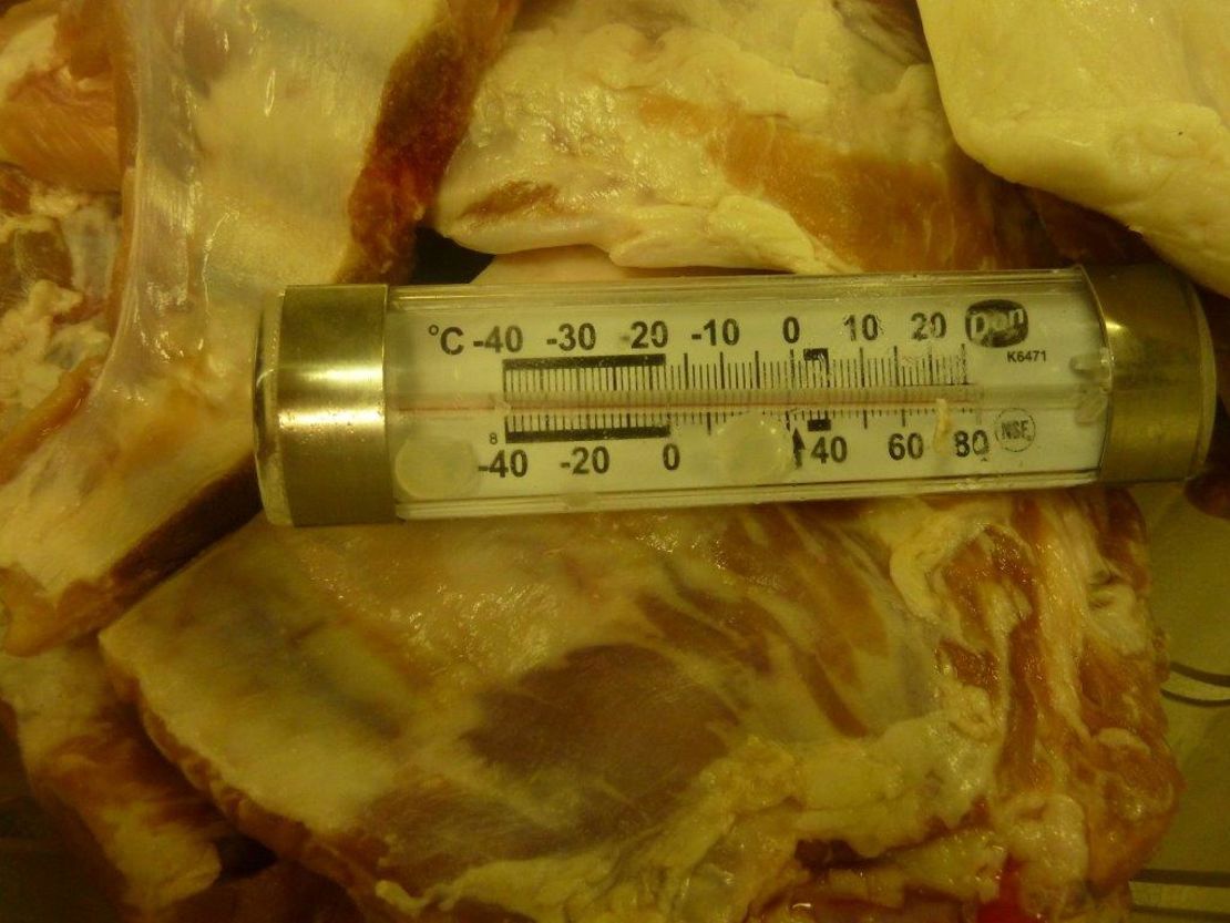 This photo, also from a crew member, indicates that this meat has not been stored at the correct temperature.