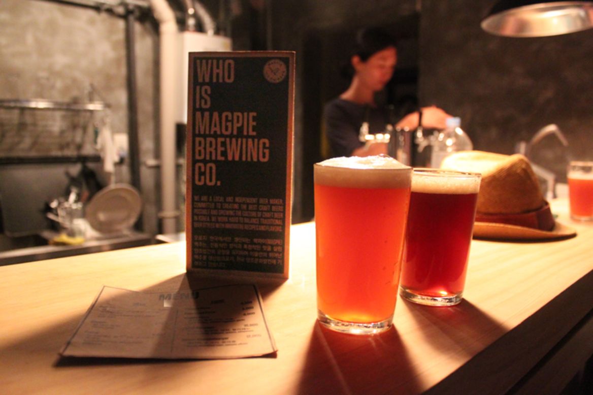 The brewshop serves just two beers, both home-brewed. 