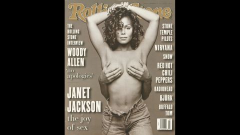Janet Jackson was featured on the <a href="http://www.rollingstone.com/music/pictures/1993-rolling-stone-covers-20040512/rs665-janet-jackson-20346818" target="_blank" target="_blank">September 1993 cover</a> of Rolling Stone with a pair of hands covering her breasts. The photograph came from a session Patrick Demarchelier shot while producing artwork for the cover of the sexually charged "Janet" album. "We had a choice of shooting her ourselves," Laurie Kratochvil, Rolling Stone's director of photography, <a href="http://articles.latimes.com/1993-08-29/entertainment/ca-28989_1_janet-jackson" target="_blank" target="_blank">told the Los Angeles Times</a>. "But they offered us this and the image is very powerful." The provocative image shocked the world and established Jackson's status as a sex symbol.
