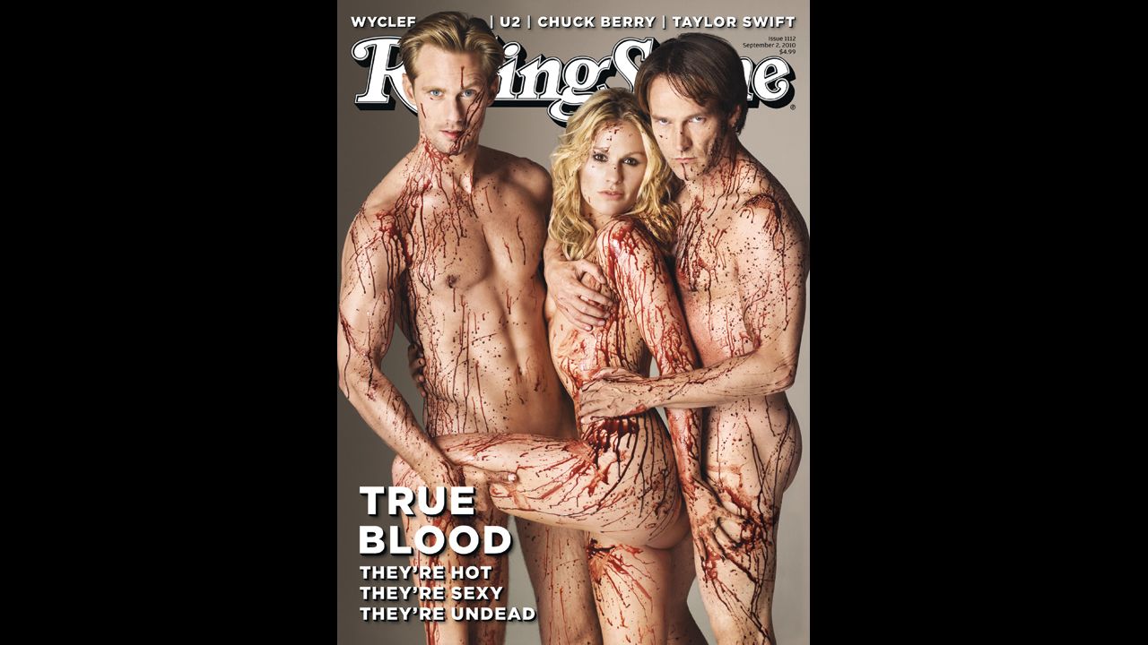 From left, "True Blood" stars Alexander Skarsgard, Anna Paquin and Stephen Moyer appear naked on the <a href="http://www.rollingstone.com/movies/news/the-joy-of-vampire-sex-the-schlocky-sensual-secrets-behind-the-success-of-true-blood-20110610" target="_blank" target="_blank">September 2010 cover</a> of Rolling Stone. Alan Ball, the creator of the hit HBO series, told the magazine: "To me, vampires are sex. I don't get a vampire story about abstinence." Fans were likely not taken aback by the nude threesome, but the cover had some people calling for it to be pulled from shelves.