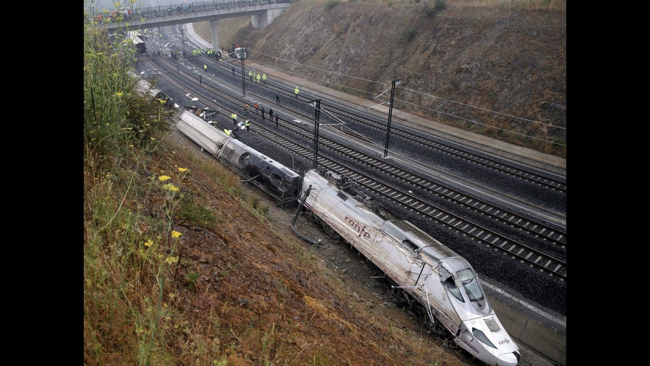A general view of the derailment in northwestern Spain on July 25.