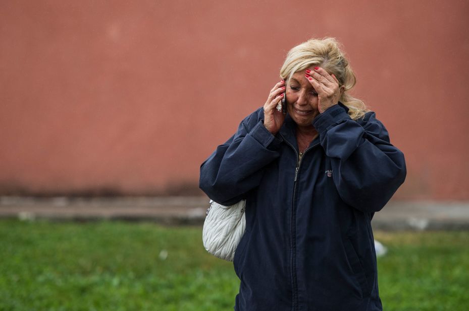 A relative of one of the passengers waits to hear news in Santiago de Compostela on July 25.