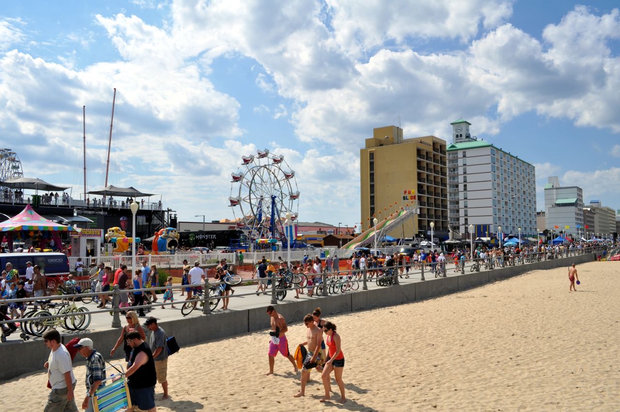 The Virginia Beach Boardwalk is a popular Fourth of July weekend getaway. 