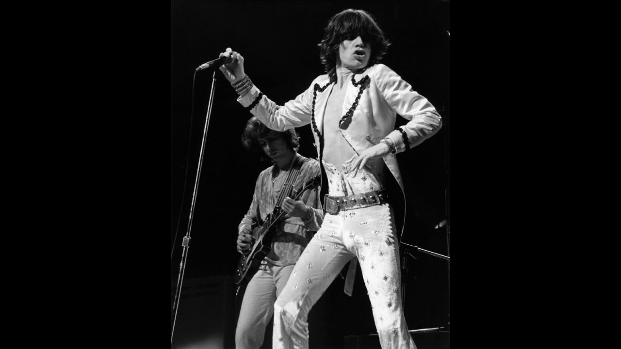 In the early '70s, Jagger took a liking to revealing jumpsuits crafted by designer Ossie Clark. This pearl white velour number, bedazzled with sequins, <a href="http://www.christies.com/lotfinder/memorabilia/the-rolling-stonesmick-jagger-5634713-details.aspx" target="_blank" target="_blank">was auctioned at Christie's</a> for around $32,000 in November 2012.