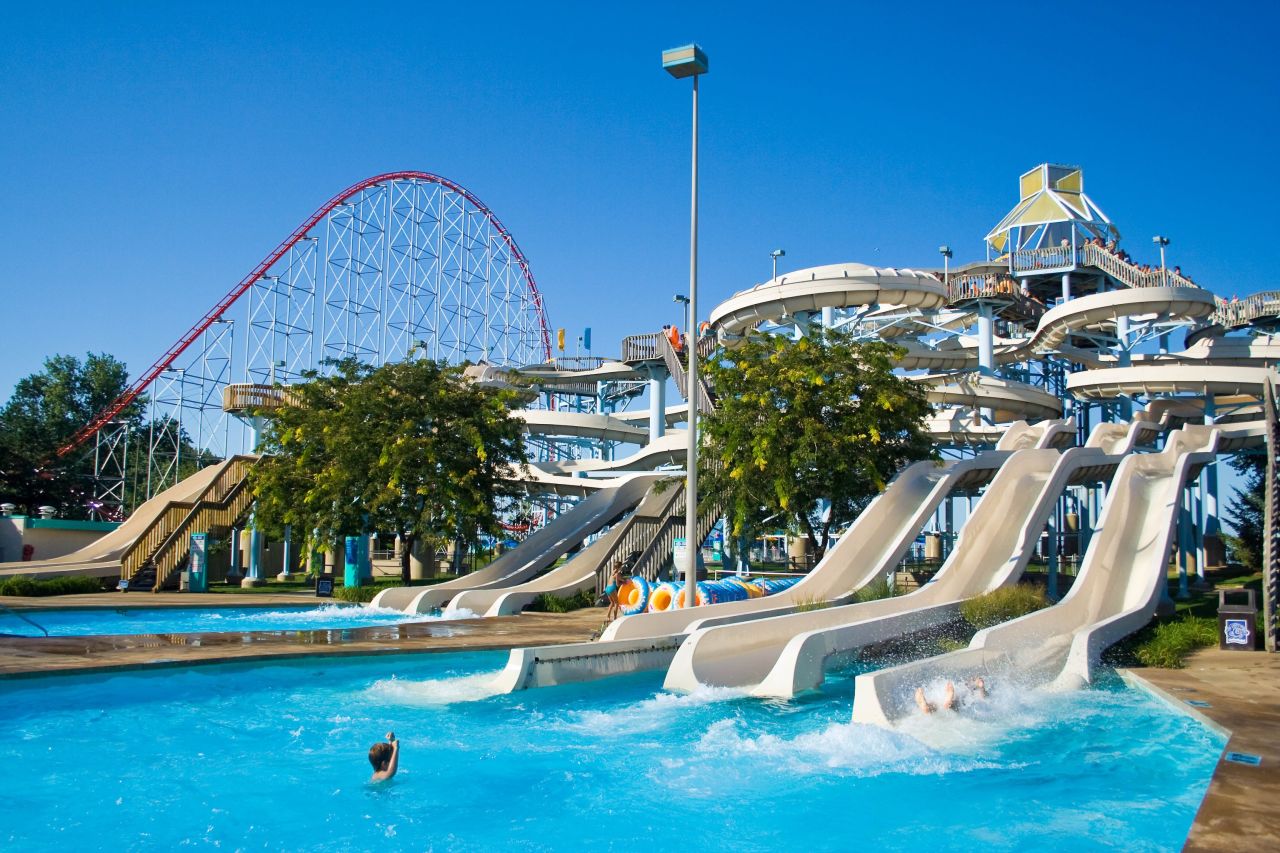 Within Soak City Cedar Point's 18 acres in Sandusky, Ohio, sits a massive wave pool that holds a half-million gallons. The park boasts more than a dozen water slides. For the less-adventurous, Soak City includes two inner tube river rides.