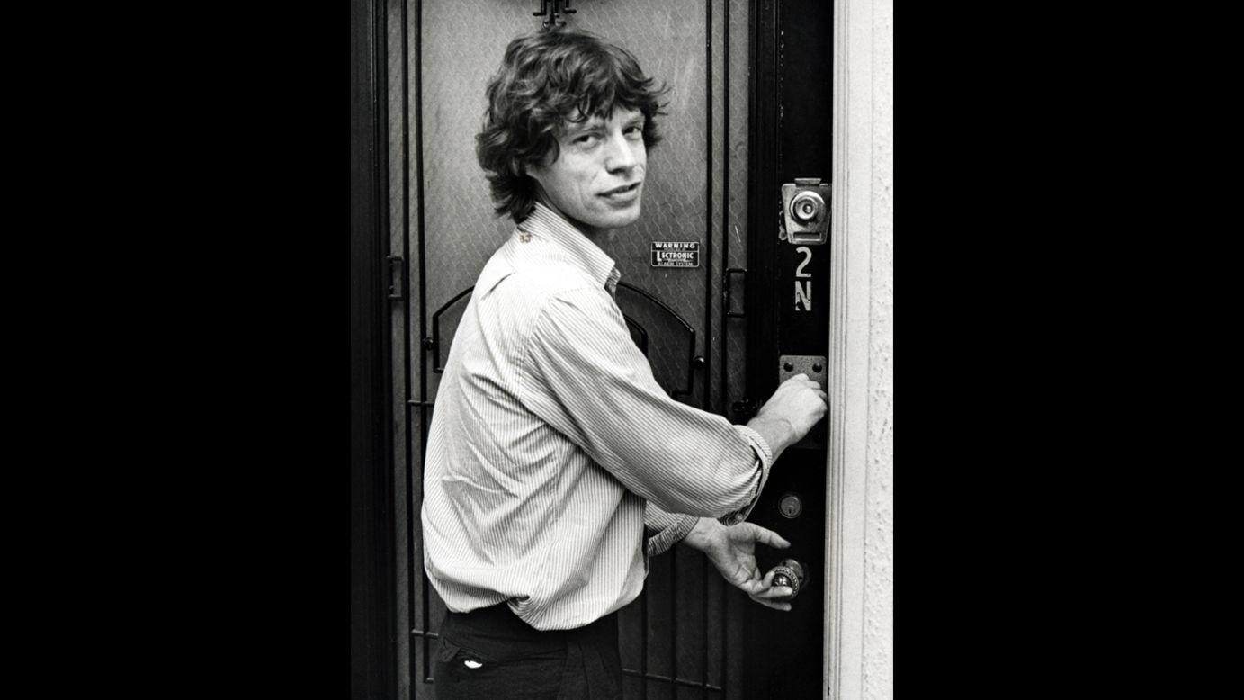Jagger returns to his New York apartment after attending a Jimmy Cliff show in 1981.