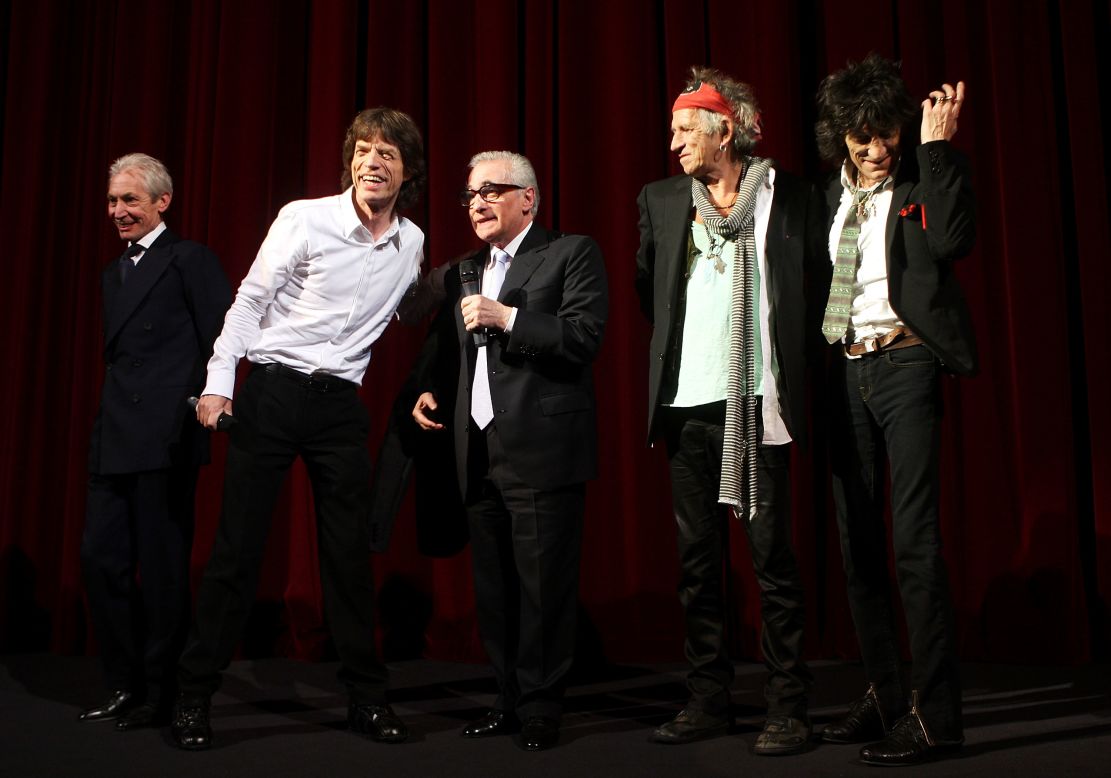 From left, Charlie Watts, Jagger, director Martin Scorsese, Keith Richards and Ronnie Wood attend the opening ceremony of the Berlin International Film Festival in 2008.