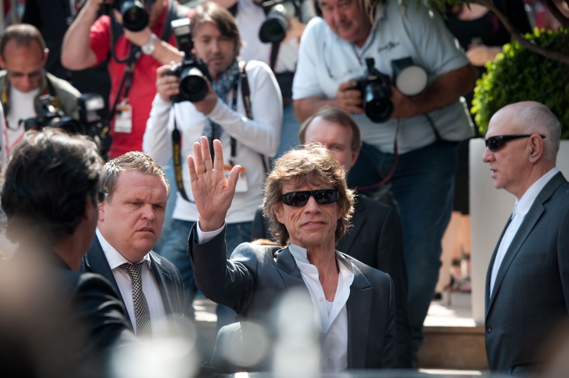 Jagger leaves his hotel in France during the 2010 Cannes Film Festival.