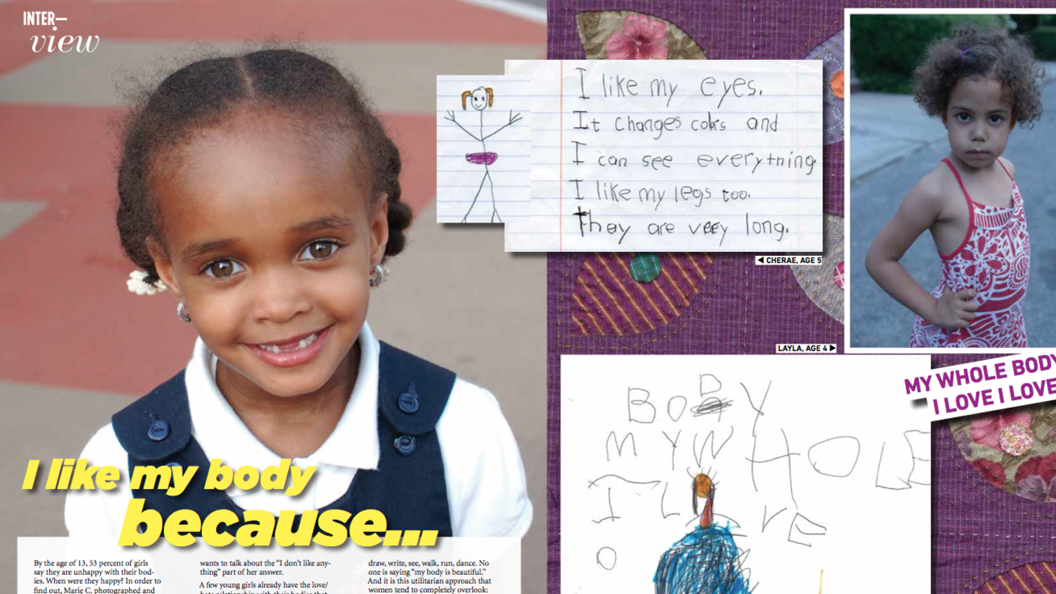 The first issue of Interrupt magazine asks 8-year-old girls what they like about their bodies.