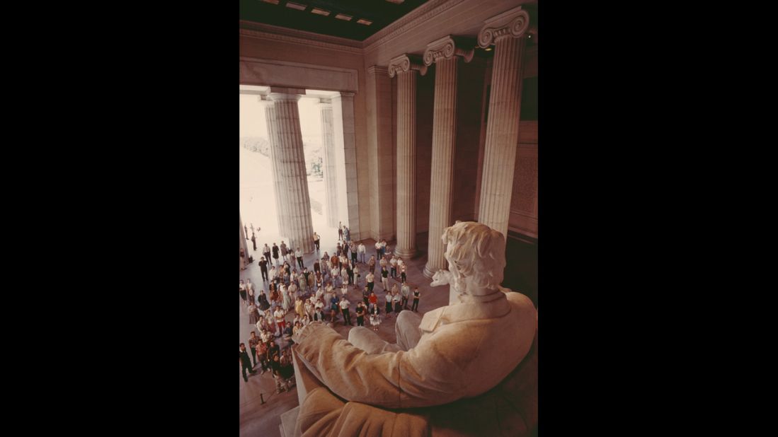 The Lincoln statue looms over visitors in 1962.