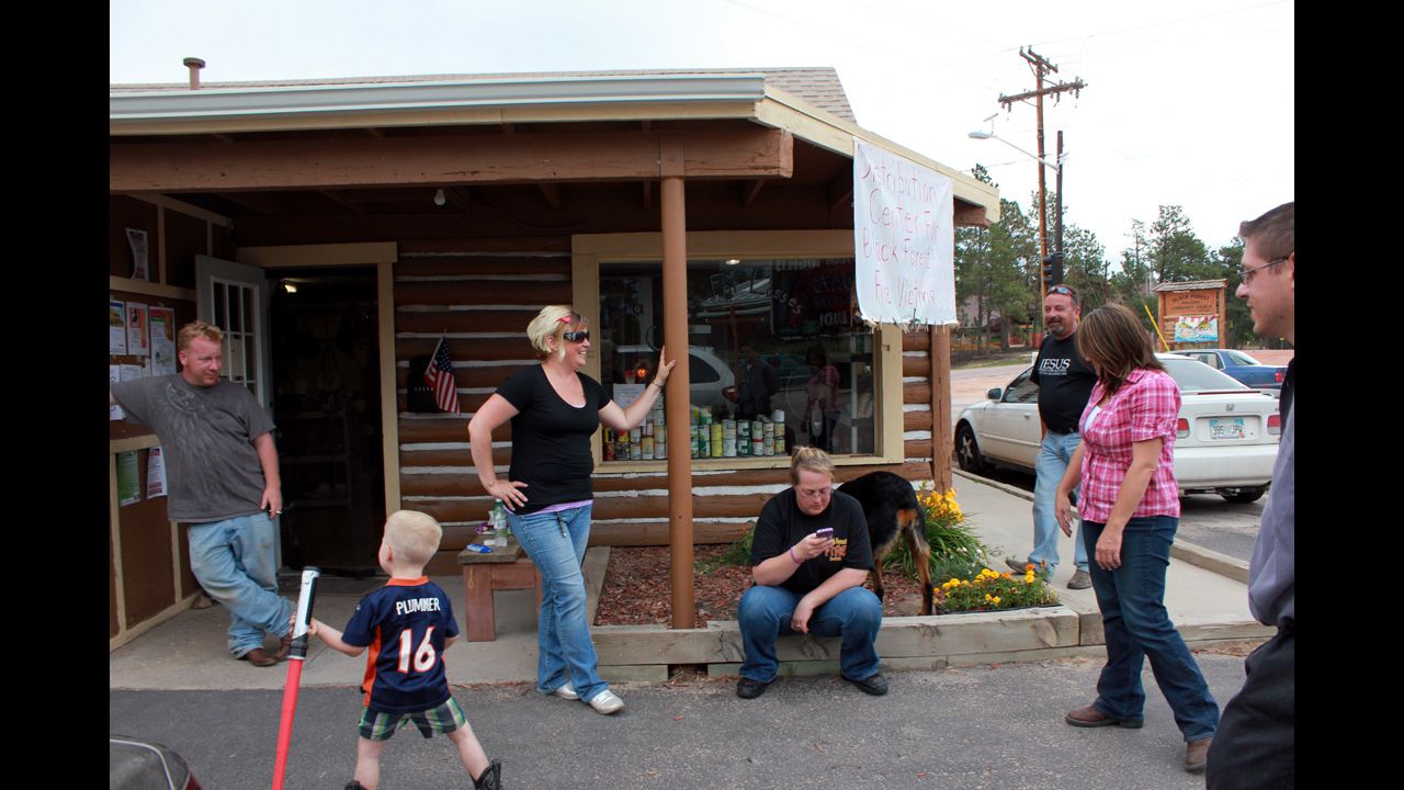 Crosses for Losses volunteers gather outside the donation center on July 16.