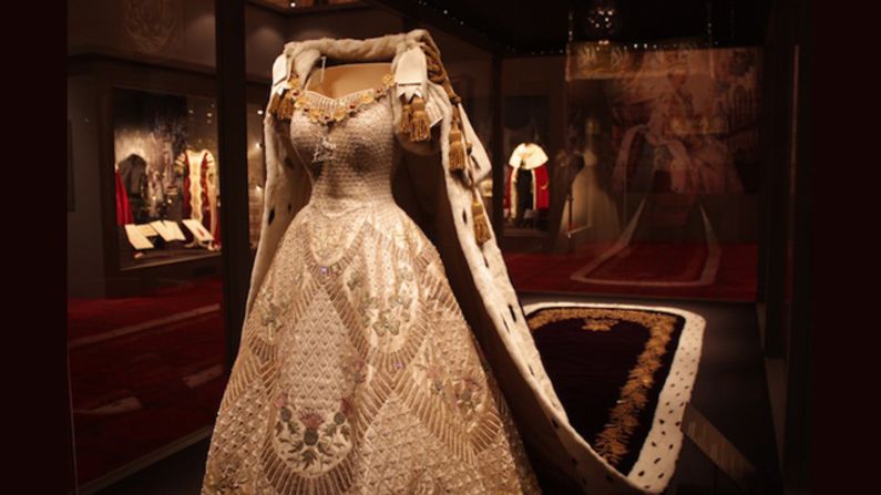 Queen Elizabeth II's coronation dress and robe. 