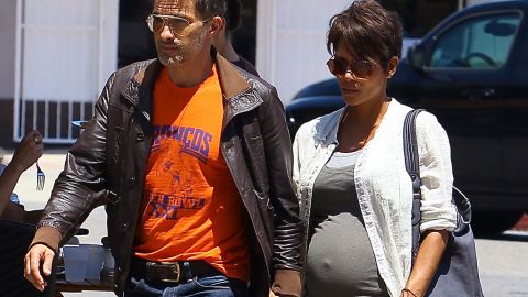 Halle Berry and husband Olivier Martinez walk hand-in-hand in California this summer. The child is the second for the Ocar-winning actress. 