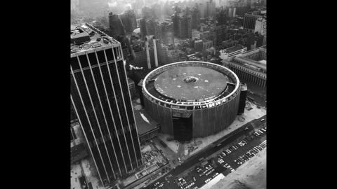 An aerial view shows the current Madison Square Garden in February 1968, soon after its completion. The Madison Square Garden Co. has been given 10 years to find a new venue as New York plans on renovating Penn Station, which sits below the Garden.  Look back at some memorable events that have been hosted in the famous venue. 