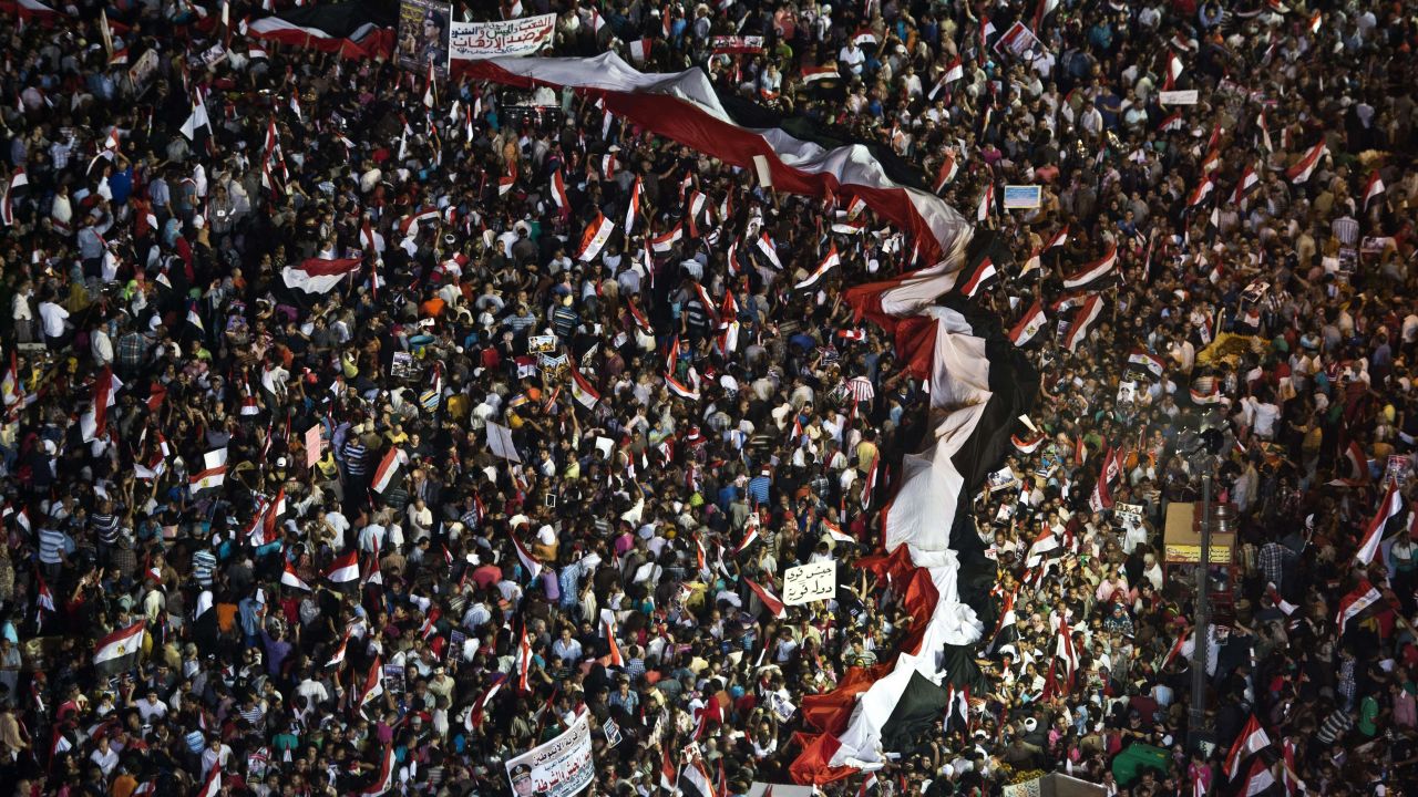 Supporters of the Egyptian military rally at Tahrir Square in Cairo on Friday, July 26.