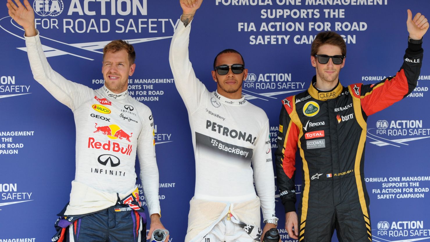 Lewis Hamilton (center) will be seeking a fourth victory at the Hungary Grand Prix on Sunday.