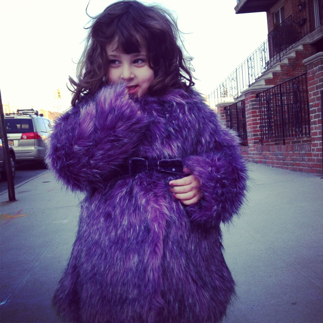 The latest craze of parents' photos floating around the Internet: children with style and swag. By now you might have seen a Tumblr or Pinterest board with pictures of toddlers striking sassy poses. Julia Samersova, a casting director and blogger who runs "Planet Awesome Kid" in Brooklyn, sees kid swagger in her neighborhood every day. Here, her own daughter, Violet, strikes a pose in a purple furry coat.