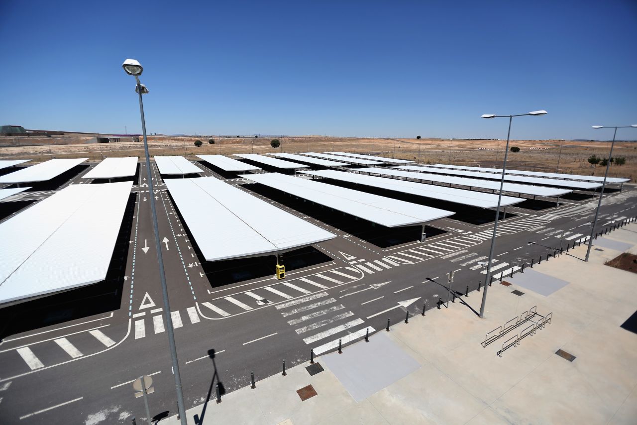 The empty car park of Ciudad Real Airport.