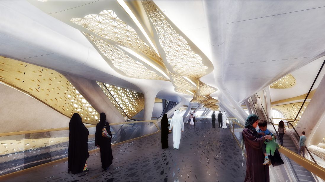 Artist's impression of a platform at the King Abdullah Financial District station. 
