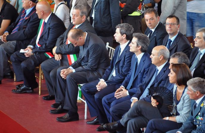 Political leaders attend the funeral in Pozzuoli on July 30.  