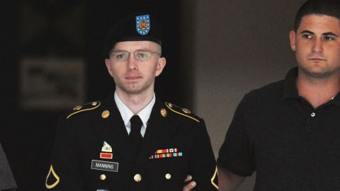 Army Pfc. Bradley Manning is escorted from court on Thursday in Fort Meade, Maryland.