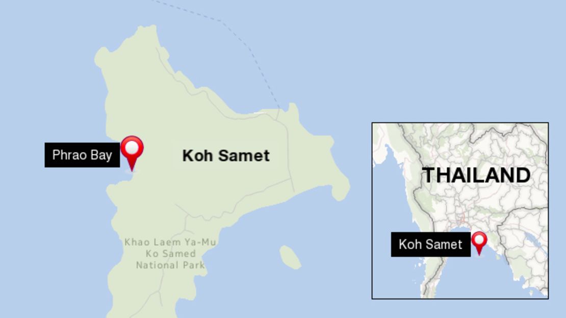 The oil spill has effectively closed Phrao Bay.