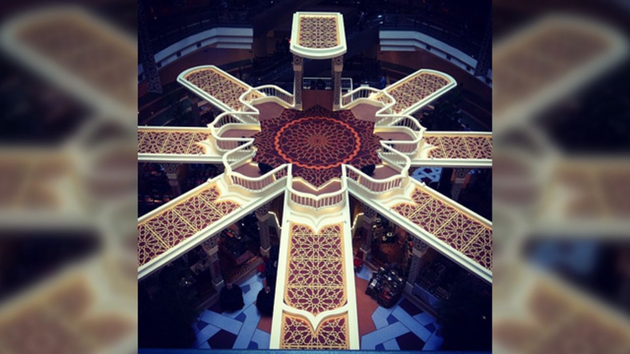 This beautiful Eid decoration entitled <a href="http://statigr.am/viewer.php#/user/306610032/" target="_blank" target="_blank">Pillars of Celebration</a> can be seen in a shopping center in Damansara, a suburb to Malaysia's capital Kuala Lumpur. "From the picture, you can see that it's actually a stage, build on the roof while the shoppers shop below. It's the best Eid decoration in town I've seen so far," said 34-year-old Raja Marliza Safia who shared he photo with CNN via Instagram.