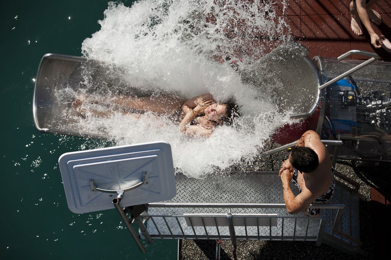 This Austrian water park is located in an Alpine lake and has five water slides and a water catapult. There's a separate lake area for swimmers and children. 
