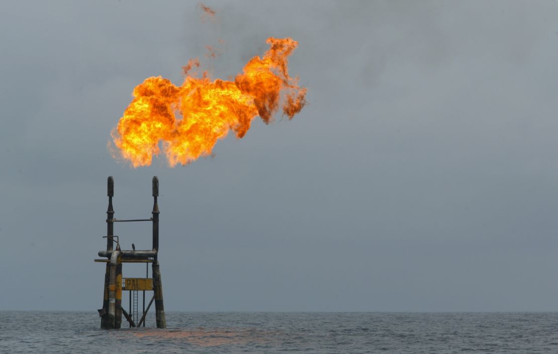 An oil well off the Angolan coast -- the country is dripping with oil wealth and a lot of it ends up in Luanda.