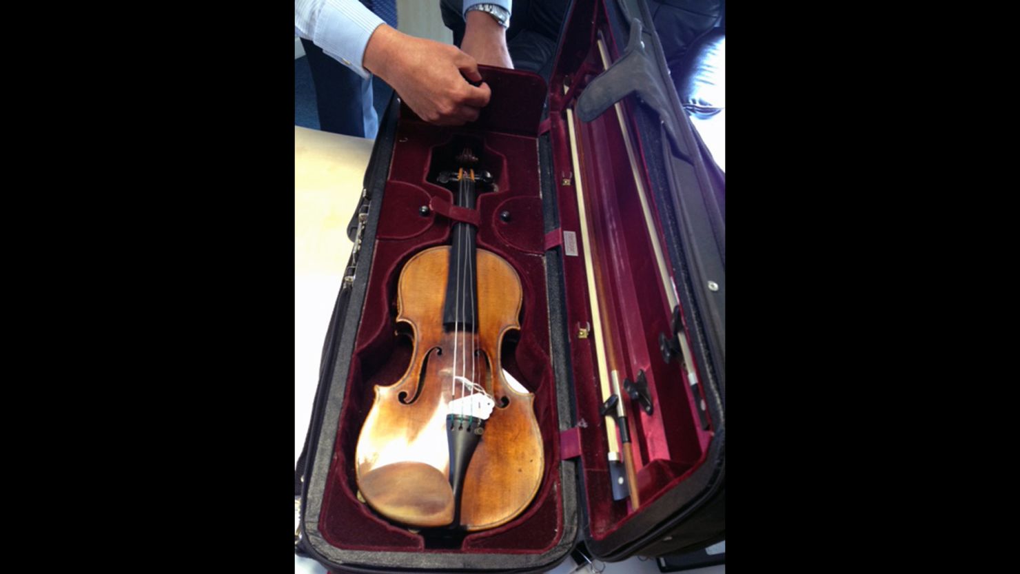 British Transport Police recovered the Stradivarius from a house in central England. 