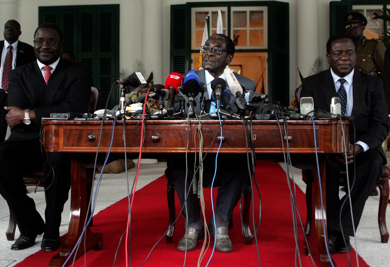 Zimbabwe's President and Zanu PF Presidential candidate Robert Mugabe speaks at a press briefing on July 30, 2013 at the State House, on the eve of Zimbabwe's presidential and parliamentary vote. Veteran President Mugabe vowed to step down if he loses the fiercely-contested election.
