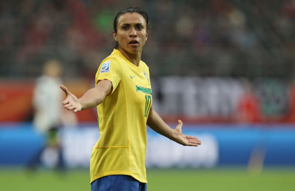 Nicknamed "Pele with skirts," she has been the stand out player for Brazil since making her debut as a 17-year-old at the 2003 World Cup. She has scored 14 goals in 14 World Cup matches.