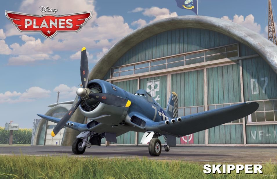 "Skipper is an F4U Corsair," Bautista said. "I really like Skipper because he's an old warrior -- an old fighter plane guy from World War ll. He carries a lot in the soul of his character and in his voice." Stacy Keach voices Skipper. 
