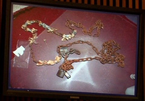 Chains constrained the women in the basement.
