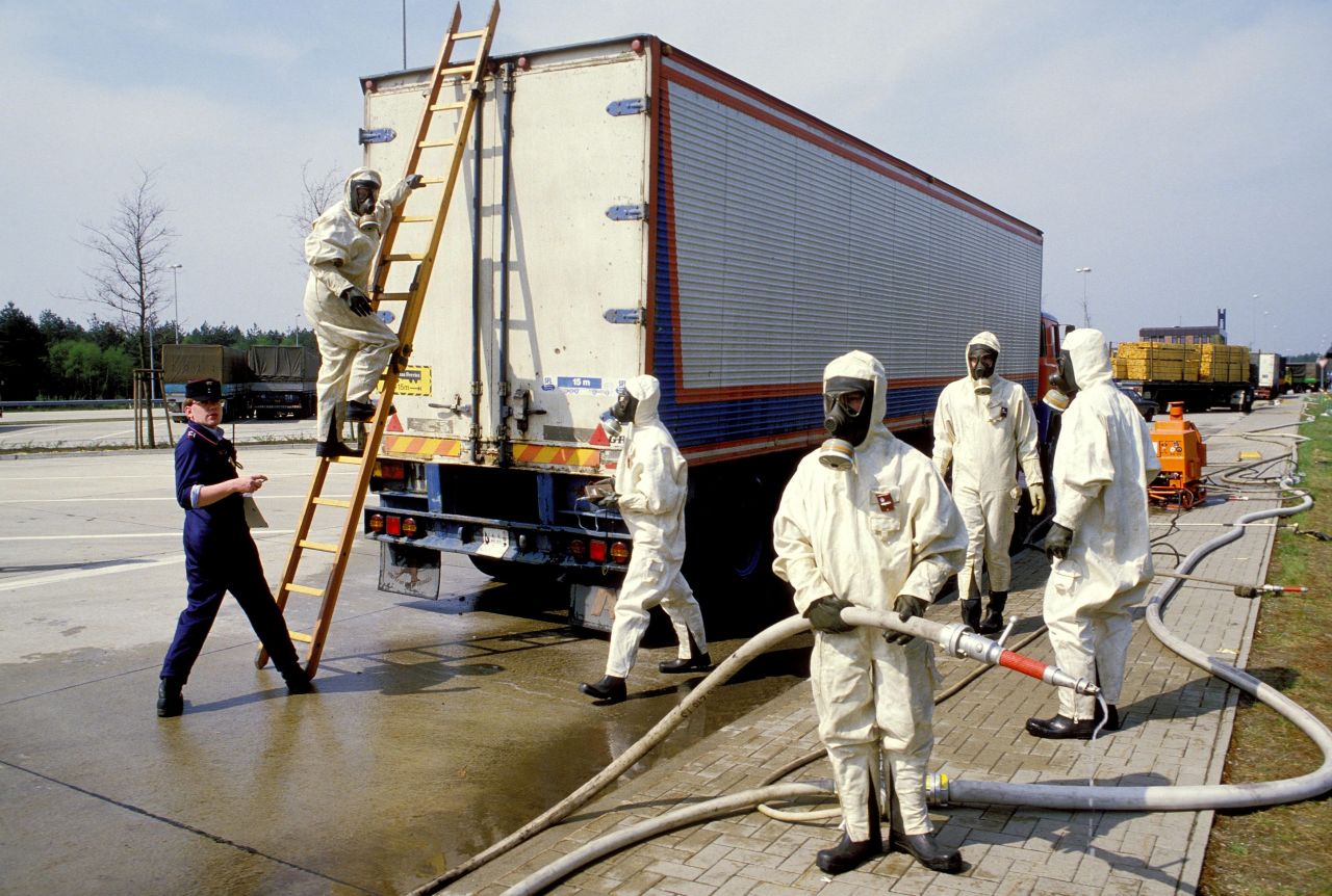 West German Customs officials closely screen goods, cars and people coming in from Eastern Europe on May 5, 1986. Radioactivity from the Chernobyl nuclear plant threatened to contaminate crops. 