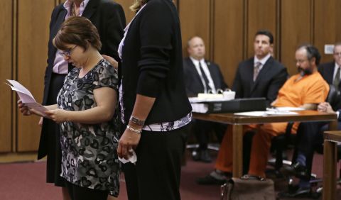 Michelle Knight speaks during the sentencing phase for Ariel Castro on August 1 in Cleveland. "I will live on," Knight said in her statement to Castro. "You will die a little every day." 