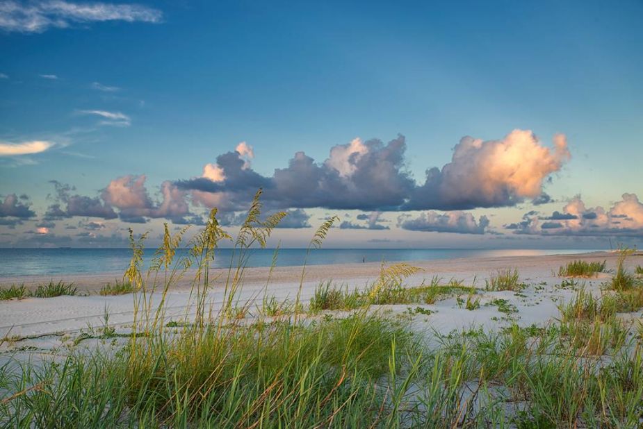 The Mississippi Gulf Coast features 26 miles of gentle ocean beaches, including Long Beach (shown here) just west of the Gulfport/Biloxi area.