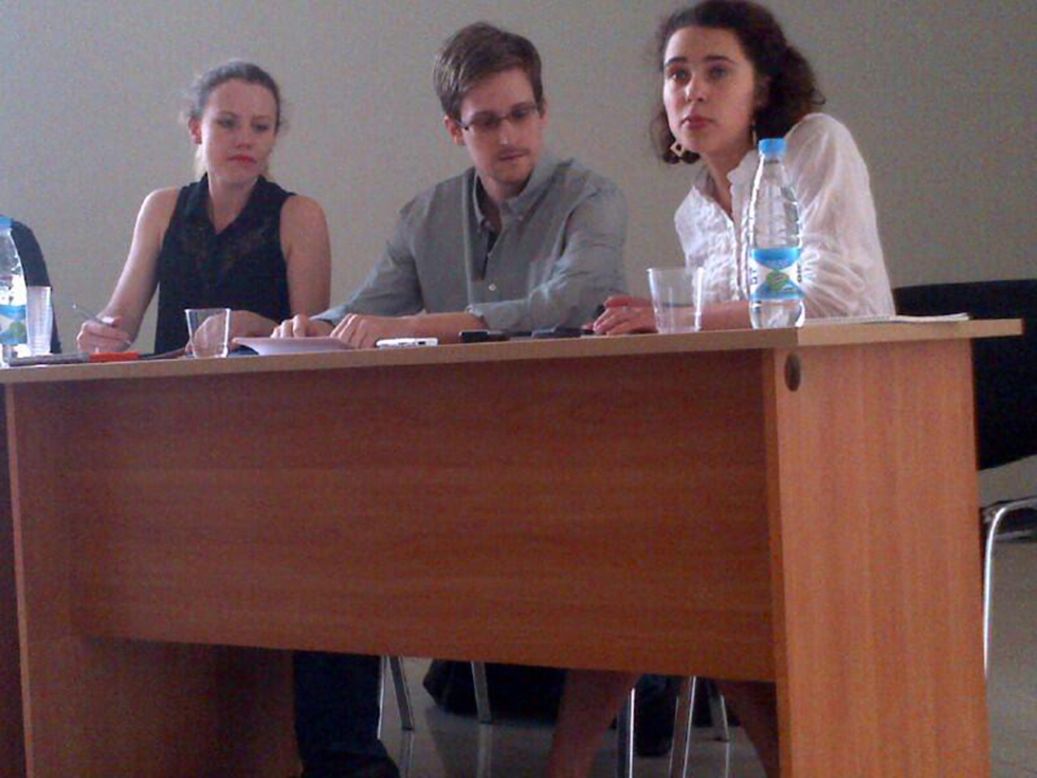 Snowden meets with human rights activists and lawyers on July 12 in a transit zone of the Russian airport. It was his first public appearance since he left Hong Kong on June 23. He announced that he was seeking refuge Russia while awaiting safe passage to Latin America, where he has been offered asylum.