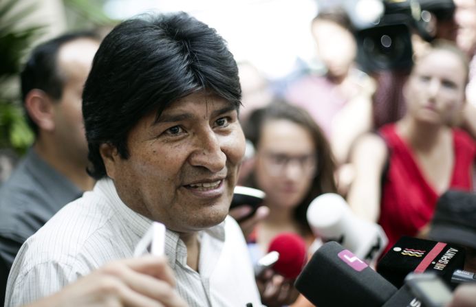 Bolivian President Evo Morales holds a news conference at the Vienna International Airport on July 3. He angrily denied any wrongdoing after his plane was diverted to Vienna and said that Bolivia is willing to give <a href="index.php?page=&url=http%3A%2F%2Fwww.cnn.com%2F2013%2F07%2F06%2Fworld%2Fsnowden-asylum-options%2Findex.html">asylum to Snowden</a>, as "fair protest" after four European countries restricted his plane from flying back from Moscow to La Paz.