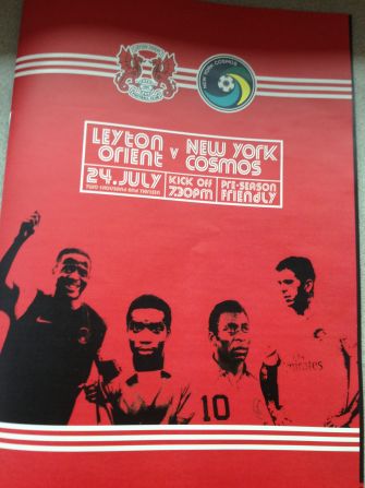 The match program at Leyton Orient's Matchroom Stadium celebrates the arrival of its prestigious opponents.